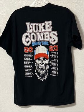 Luke Combs 2023 World Tour Black Graphic T-Shirt Concert Band Tour Cotton